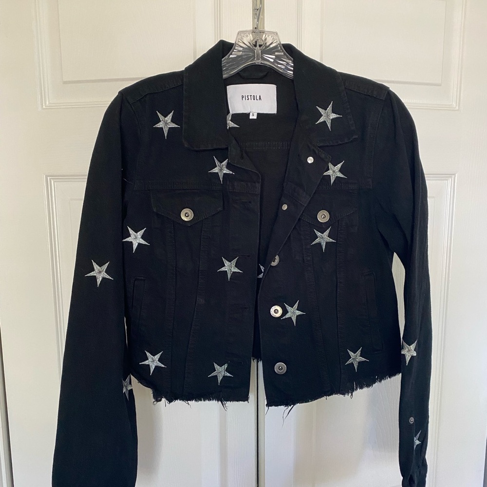 Pistola Star Black Denim Cropped Jacket
